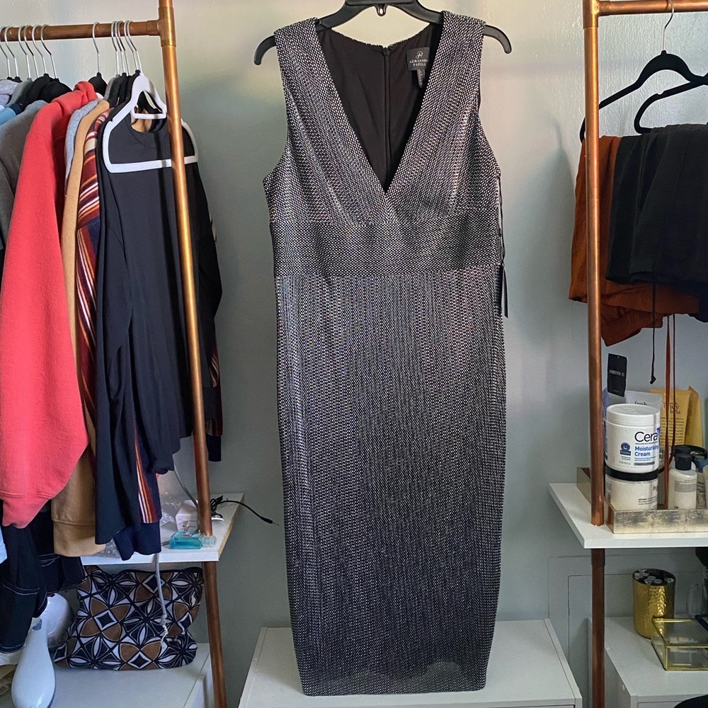 Adrianna Papell Silver & Black Dress